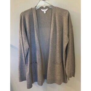 Time & Tru Gray Open Front Long Sweater Size Large NWOT